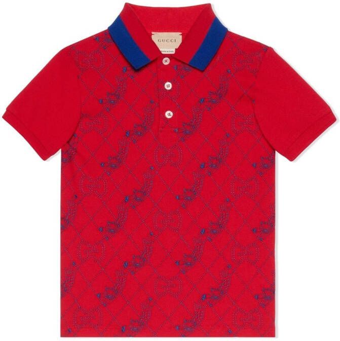Gucci Kids Poloshirt met borduurwerk Rood