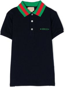 Gucci Kids Poloshirt met gestreepte kraag Blauw