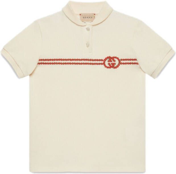 Gucci Kids Poloshirt met GG-logo Beige