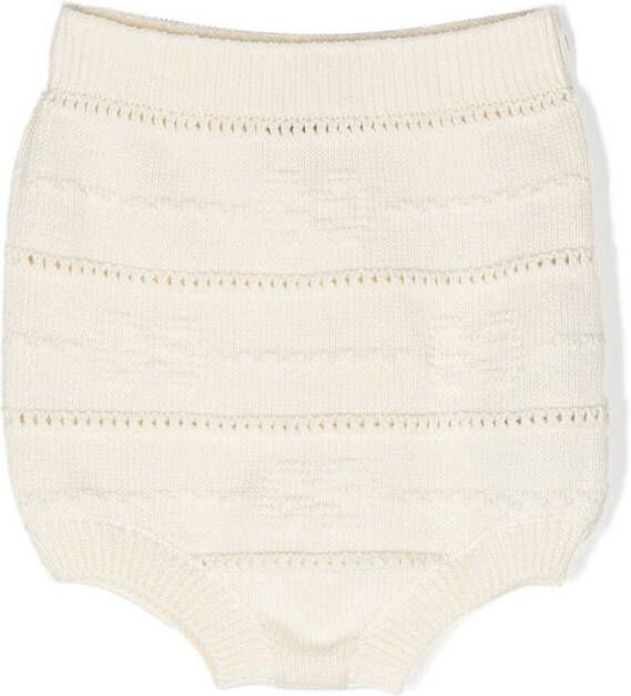Gucci Kids Ribgebreide shorts Beige