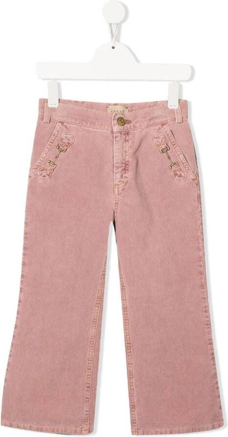 Gucci Kids Ribfluwelen broek Roze