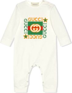 Gucci Kids Romper met logo Wit