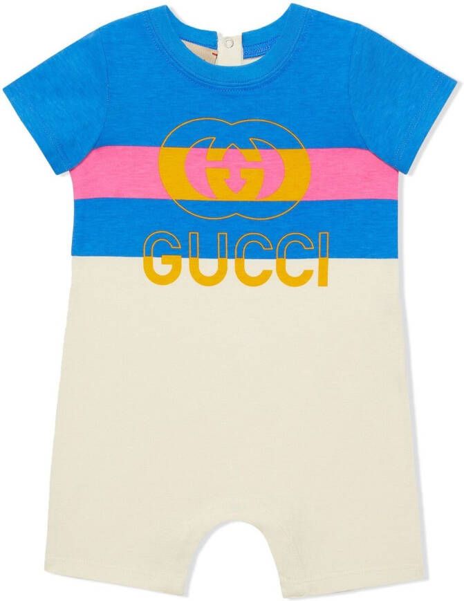Gucci Kids Romper met logoprint Blauw