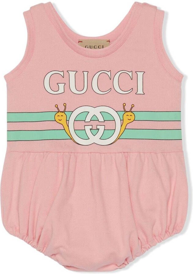 Gucci Kids Romper met logoprint Roze