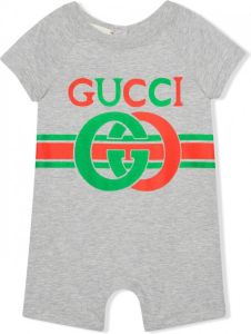 Gucci Kids Romper met print Grijs