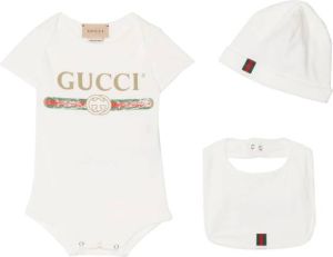 Gucci Kids Romper set met logoprint Wit