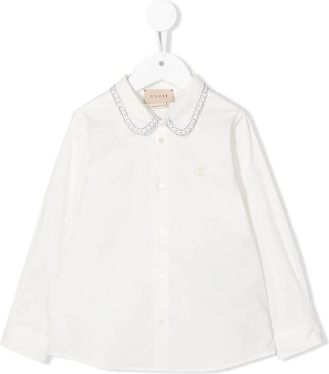 Gucci Kids Shirt met geborduurde kraag Wit