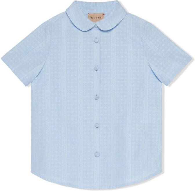 Gucci Kids Shirt met logo jacquard Blauw