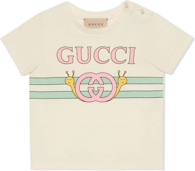 Gucci Kids T-shirt met slakkenprint Beige