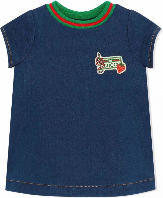 Gucci Kids Spijkerjurk met logopatch Blauw