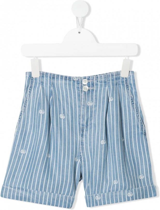 Gucci Kids Spijkershorts met krijtstreep Blauw