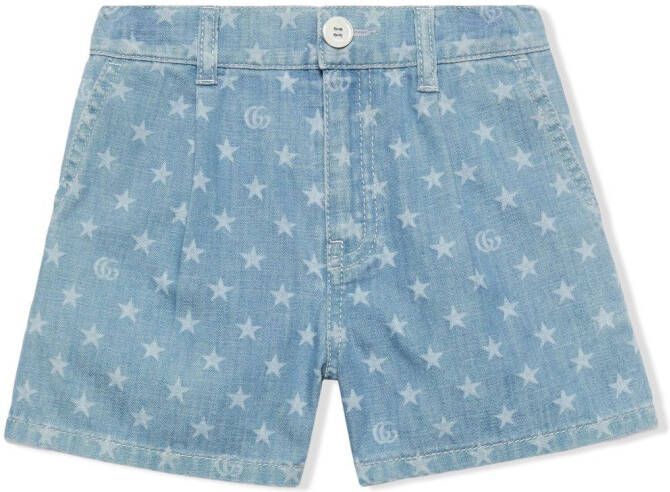 Gucci Kids Spijkershorts met sterrenprint Blauw