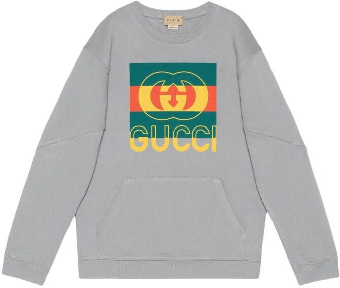 Gucci Kids Sweater met logoprint Grijs