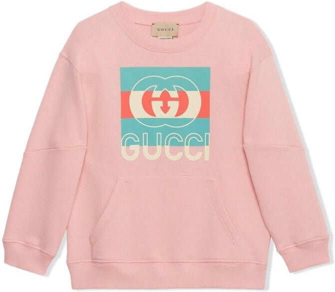 Gucci Kids Sweater met logoprint Roze