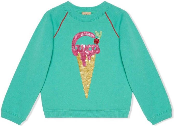 Gucci Kids Sweater verfraaid met pailletten Groen