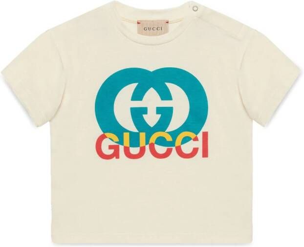 Gucci Kids T-shirt met GG-logo Beige
