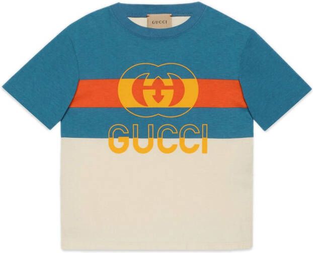Gucci Kids T-shirt met logoprint Blauw