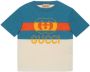 Gucci Kids T-shirt met logoprint Blauw - Thumbnail 1