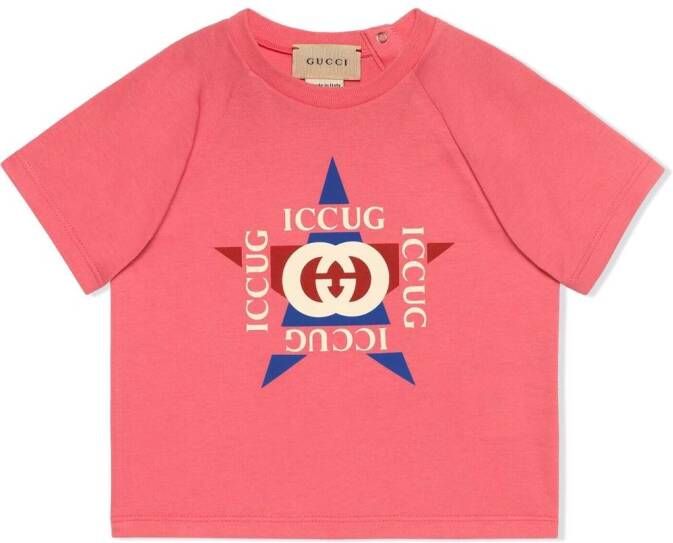 Gucci Kids T-shirt met logoprint Roze