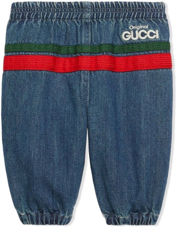 Gucci Kids Trainingsbroek met geborduurd logo Blauw