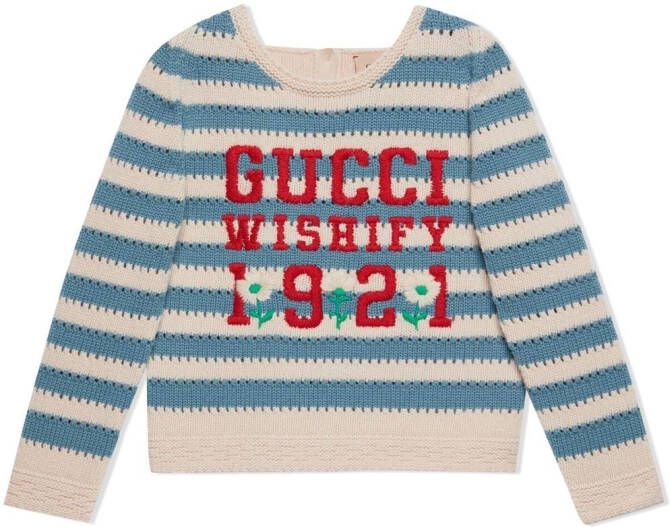 Gucci Kids Trui met geborduurd logo Wit