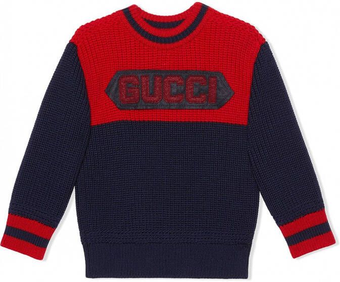 Gucci Kids Trui met logopatch Blauw