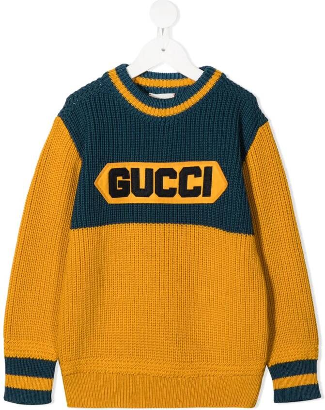 Gucci Kids Trui met logopatch Geel