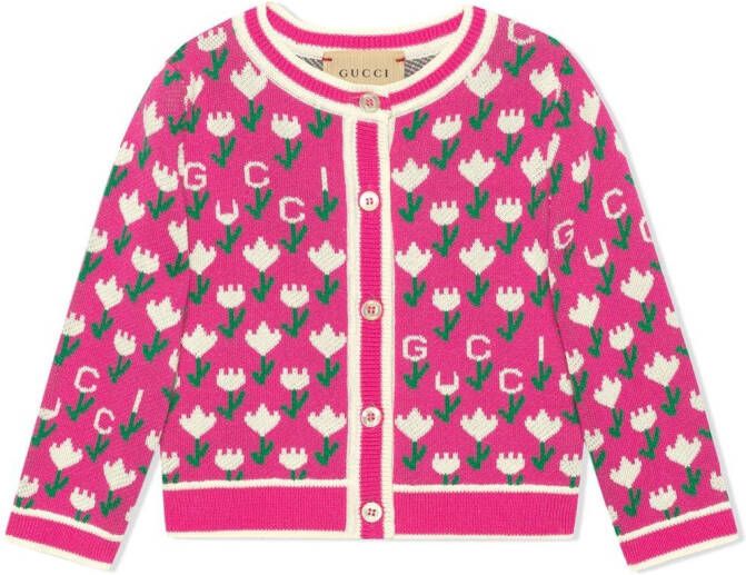 Gucci Kids Vest met bloemen jacquard Roze