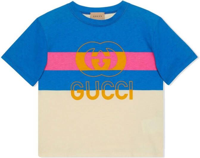 Gucci Kids Gestreept T-shirt Beige