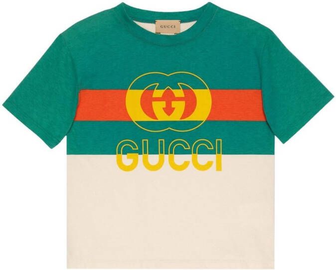 Gucci Kids Gestreept T-shirt Groen