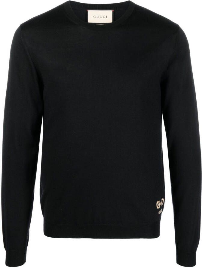 Gucci Trui met geborduurd logo Zwart
