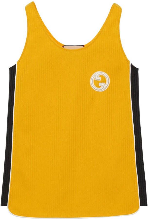 Gucci Tanktop met geborduurd logo Geel