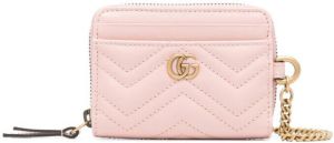 Gucci logo-plaque quilted leather purse Roze