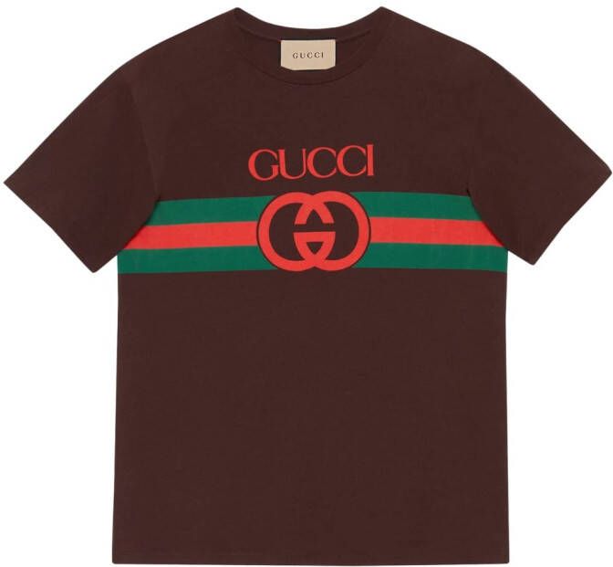 Gucci T-shirt met logoprint Bruin