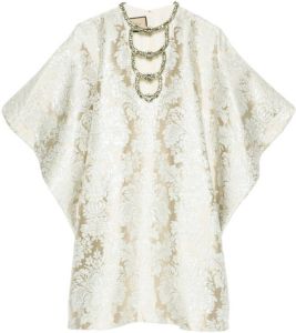 Gucci Midi-jurk met bloemen jacquard Wit