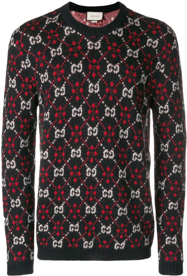 Gucci monogram knit jumper Zwart