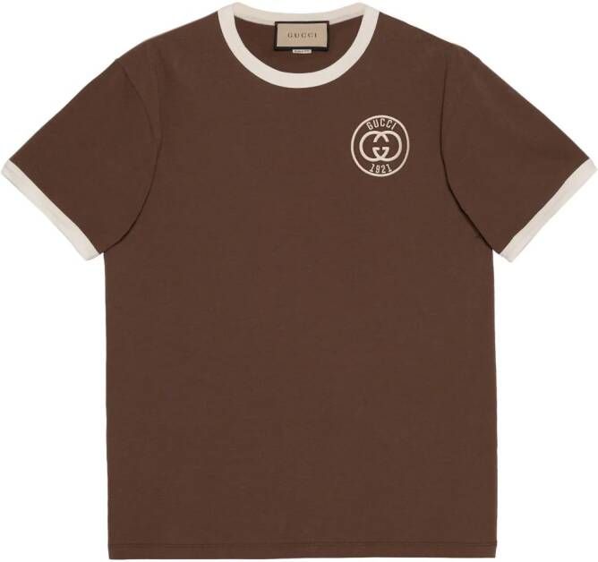 Gucci Overhemd met geborduurd GG-logo Bruin