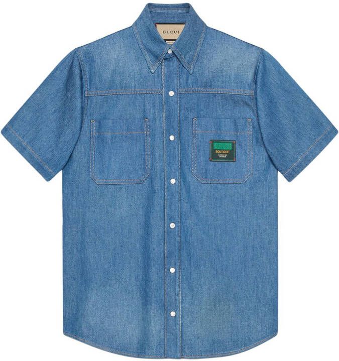Gucci Overhemd met logopatch Blauw