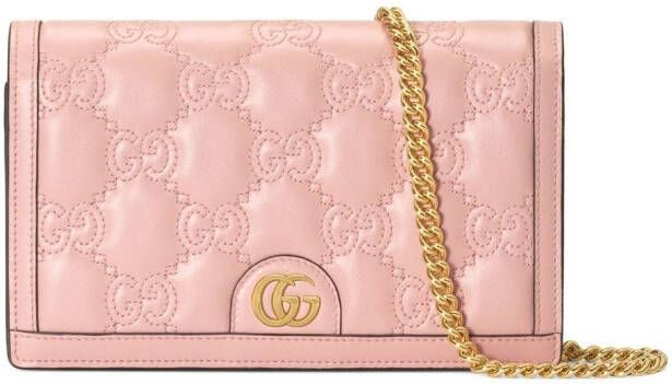 Gucci GG Matelassé portemonnee met ketting Roze