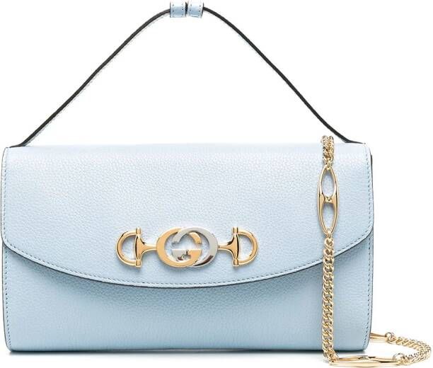 Gucci Schoudertas met logoplakkaat Blauw