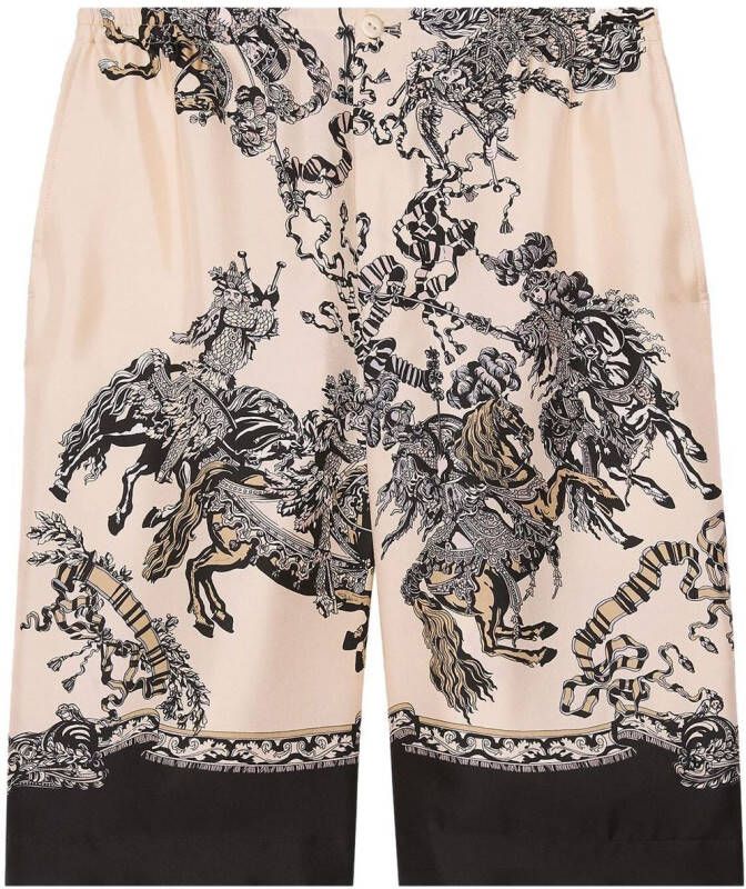 Gucci Zijden shorts met barokprint Beige