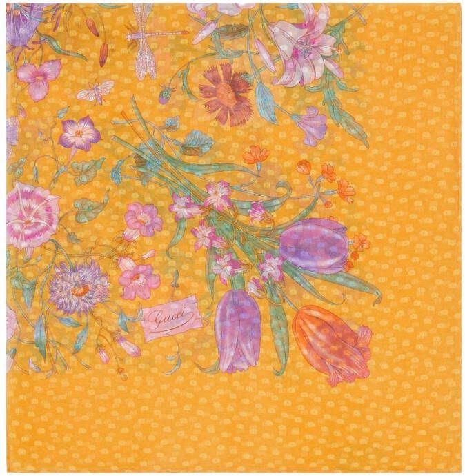 Gucci Sjaal met bloemenprint Geel
