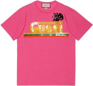 Gucci T-shirt met borduurwerk Roze