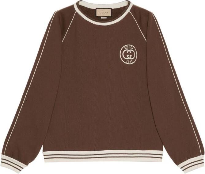 Gucci Sweater met geborduurd logo Bruin