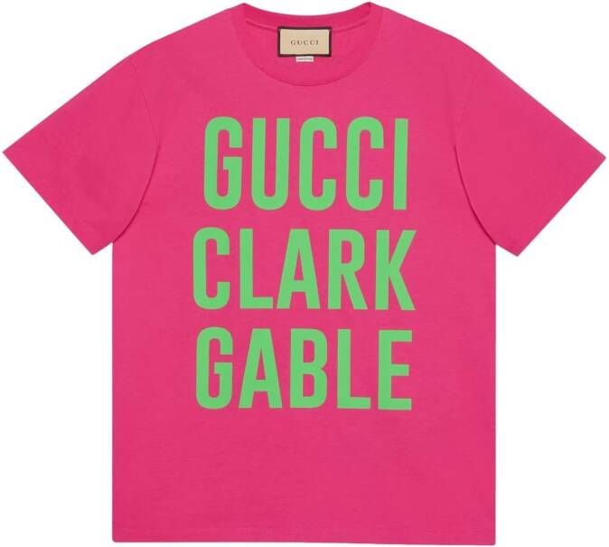Gucci T-shirt met ' Clark Gable' print Roze