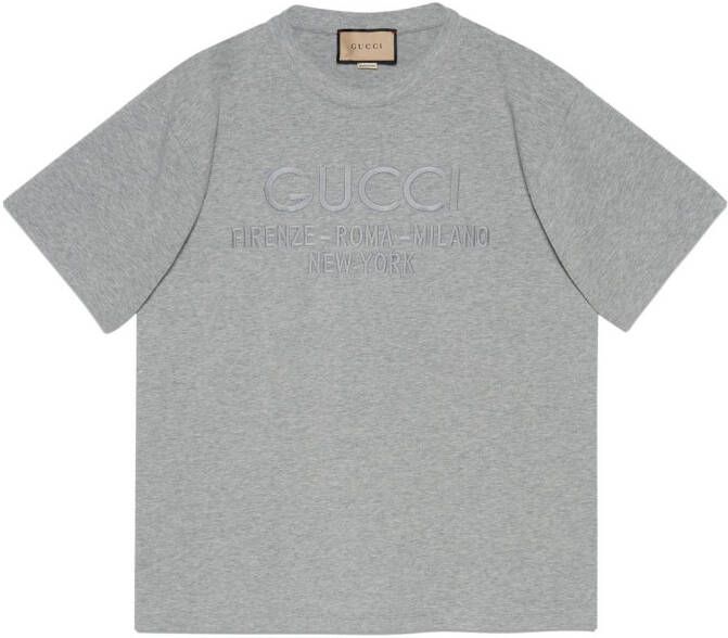 Gucci T-shirt met geborduurd logo Grijs