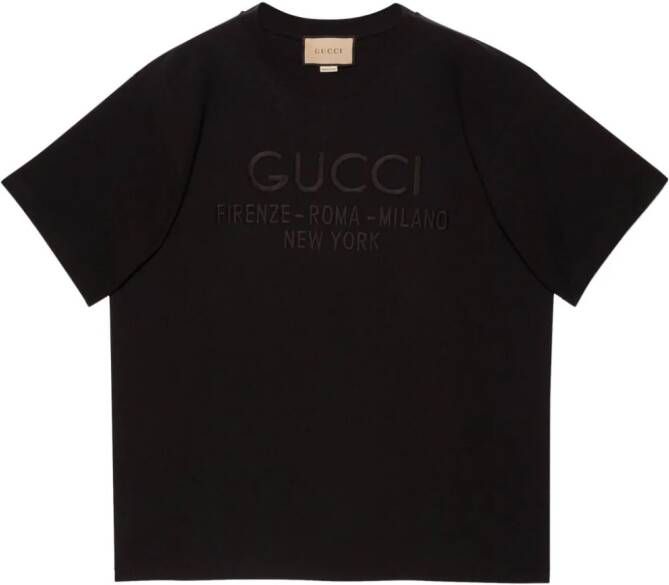 Gucci T-shirt met geborduurd logo Zwart
