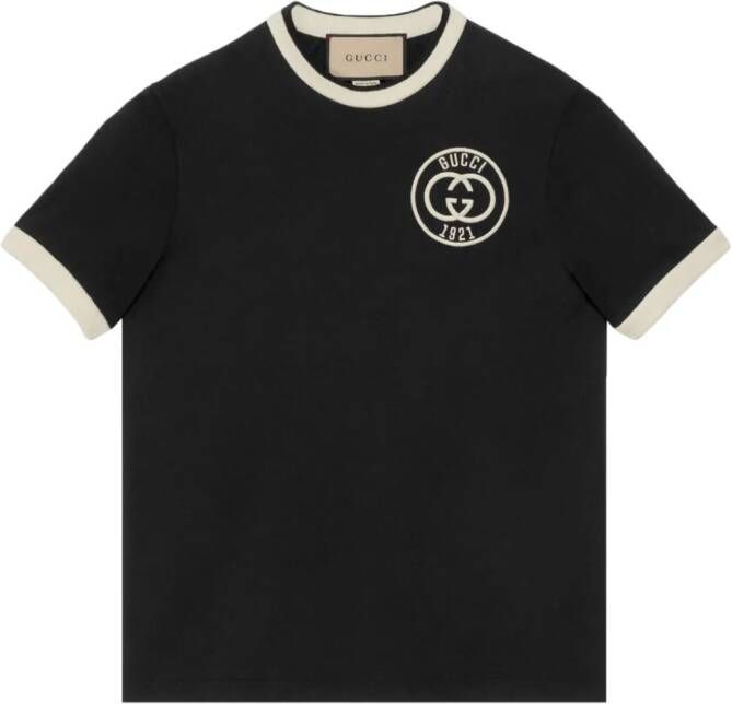 Gucci T-shirt met geborduurd logo Zwart