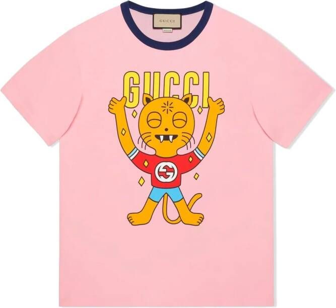 Gucci T-shirt met grafische print Roze