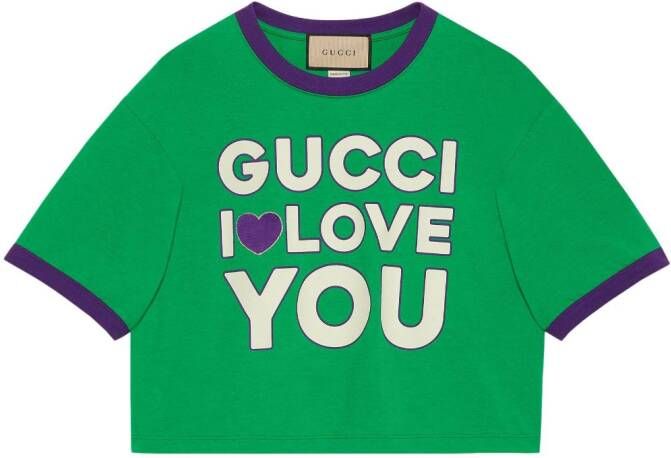 Gucci T-shirt met logoprint Groen